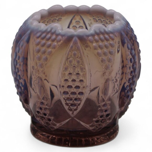 EAPG Geometric Pattern Opalescent Decorative Rose Bowl Glass Purple - Picture 1 of 6